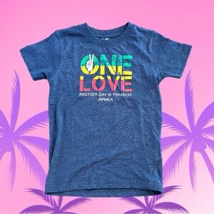 One Love Jamaica Short Sleeve Tee Shirt Kids Size 6/8 in Blue